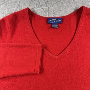 Charter Club Sweater Women's S Red 2 Ply Cashmere Crewneck